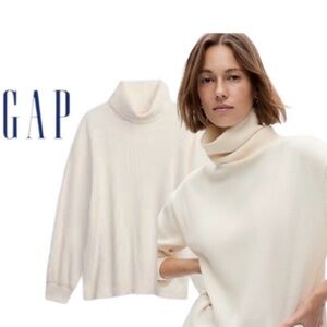 XXL (Tall) GAP Cream Ribbed Knit Oversized Cotton Blend Longer Sweater